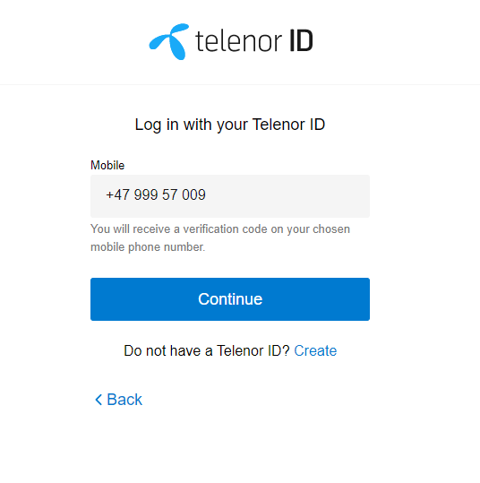 Login with TelenorID: mobile